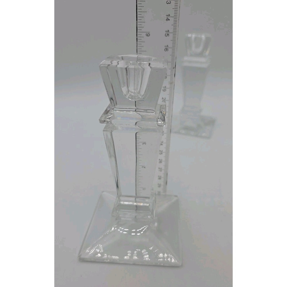 Vintage Art Deco Style Crystal Candlestick Pair Shannon Godinger Ireland 5.5" - Picture 7 of 11